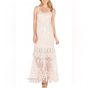 MONORENO BILTMORE‎ TWO PIECE CROCHET & LACE MAXI Light Pink feminine summer